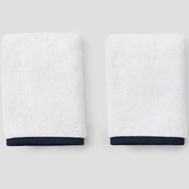 Signature Washcloths (pair) Navy on White