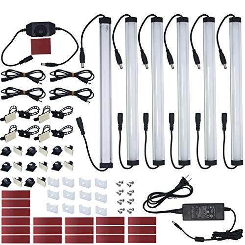 Under Cabinet LED Lighting Kit Plug in,6 pcs 12 Inches Cabinet Light Strips, 2000 Lumen, Super Bright, for Kitchen Cabinets Counter, Closet, Shelf Lights, 31W, Warm White (6 Bars Kit)
