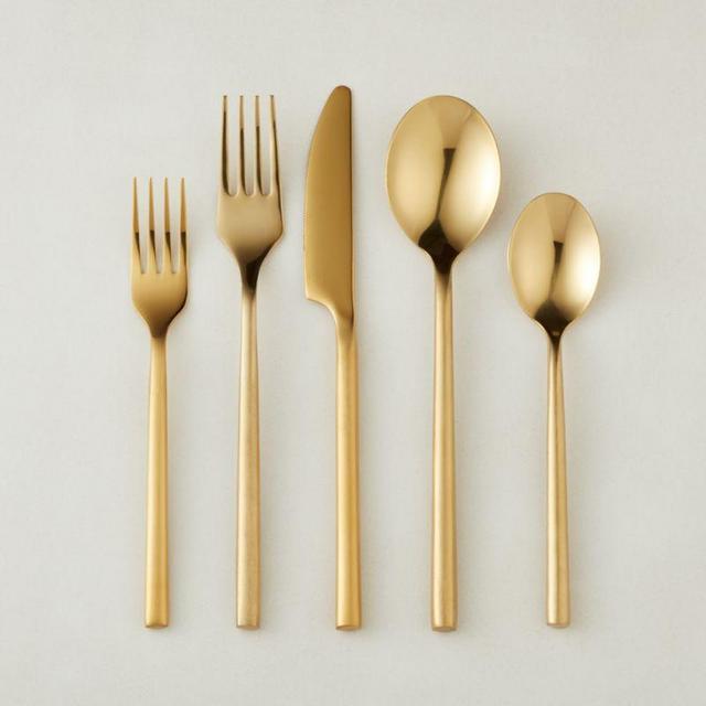 20-Piece Rush Brushed Gold Flatware Set