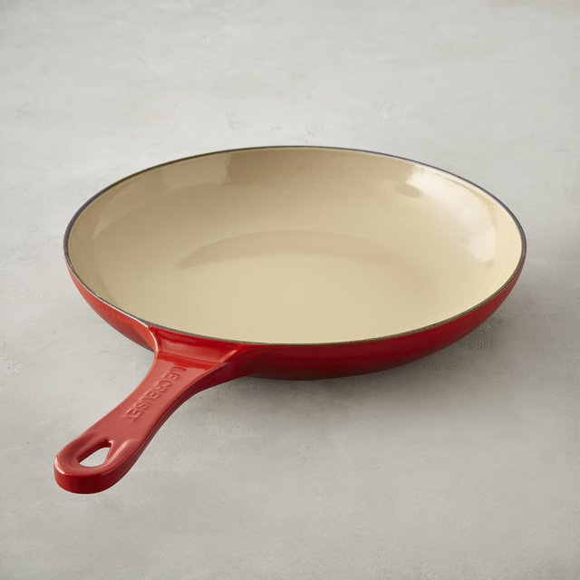 Le Creuset Enameled Cast Iron Shallow Fry Pan, 9 3/4", Red