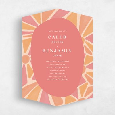 Pink Diamond Wedding Invitation - Barcelona Portrait