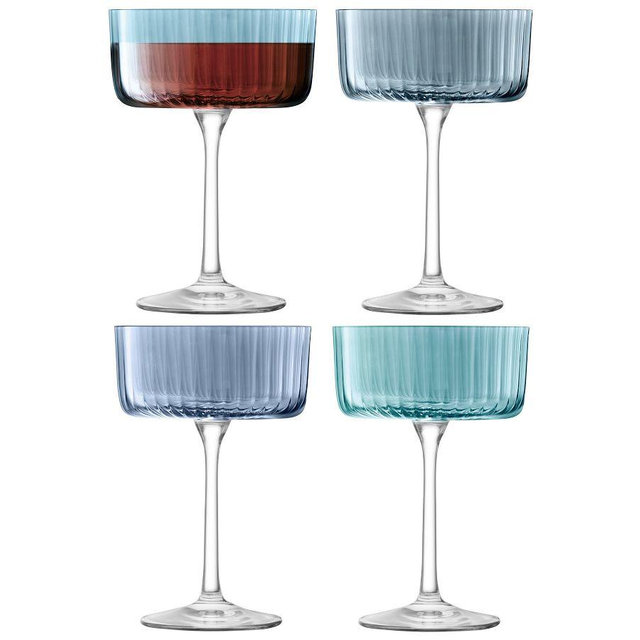 Gems Champagne Coupe Glasses, Set of 4 - Assorted Sapphire