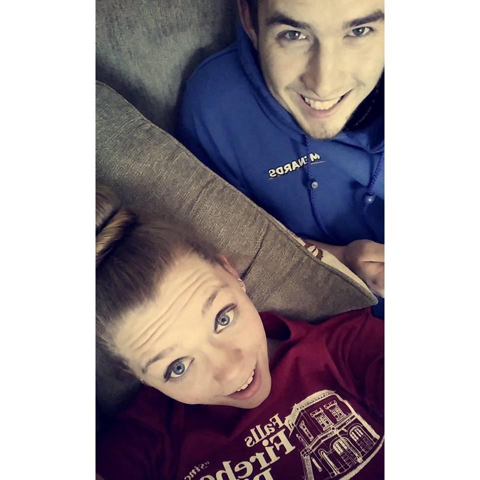 Taylor and Nathan hanging out before they went to work. February 4, 2016