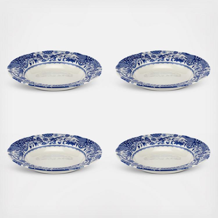 Spode, Blue Italian Brocato Soup Plate, Set of Zola