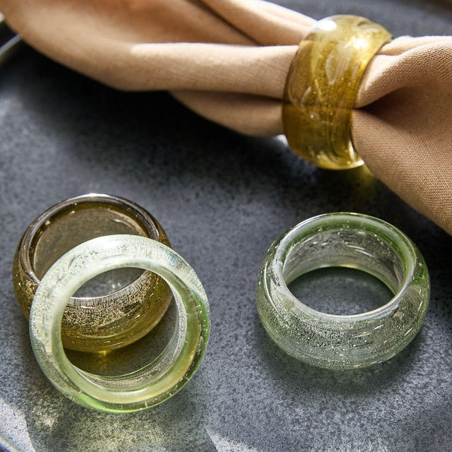 Glass Napkin Rings, Cool Multi, Set of 4