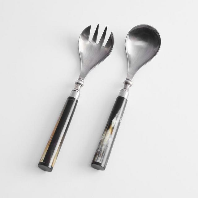 Horn Handled Serving Utensils, Set of 2