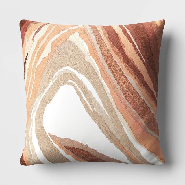 Tonal Patterned Chunky Embroidered Cotton Square Throw Pillow Beige - Threshold™