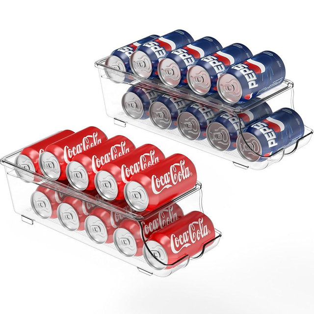 Simple Houseware 2-Pack Front-Loading Beverage Soda Can Organizer Dispenser, Clear