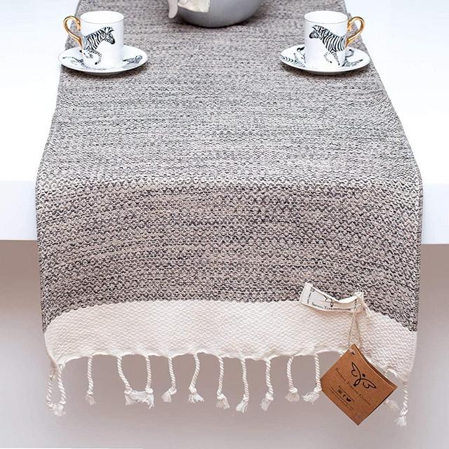Smyrna Original Turkish Table Runner | 100% Cotton, 15 x 72 Inches | Vintage Farmhouse Style Table Runners for Home Dining Table Decor and Bohemian Wedding Decorations (Beige)