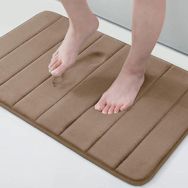 Buganda Memory Foam Bath Mat, 30" x 20", Ultra Soft and Non-Slip Bathroom Rugs, Water Absorbent and Machine Washable Bath Rug for Bathroom, Shower, and Tub, Mocha