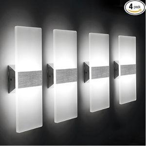 Set of 4 LED Wall Lamp Cool White Acrylic Material