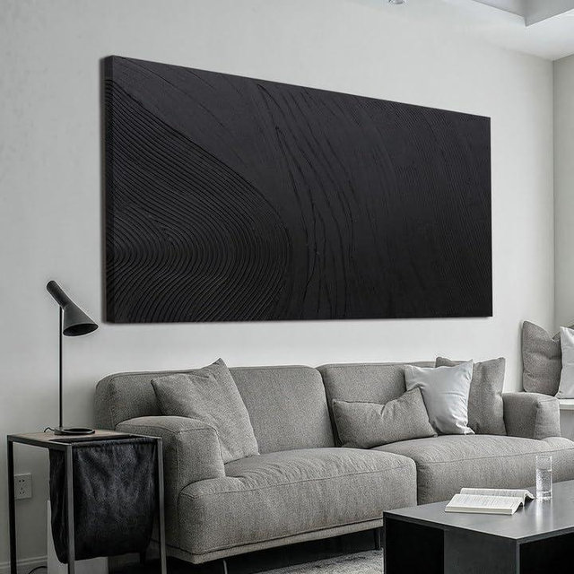 Canvas Wall Art Decor Large Artwork Modern Black Wall Art Black Silence Wall Painting Decorations Canvas Art Wall Decor Wall Art Prints for Room Living Room Bedroom Office Wall Decor 29"X58"