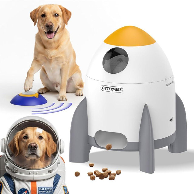 Interactive Dog Puzzle Feeder Toy, Automatic Dogs Treat Dispenser for IQ Training & Slow Feeder, Dog Food Dispenser with Remote Button, Suitable for Indoor or Outdoor Play, All Breeds, OtterVerz 11