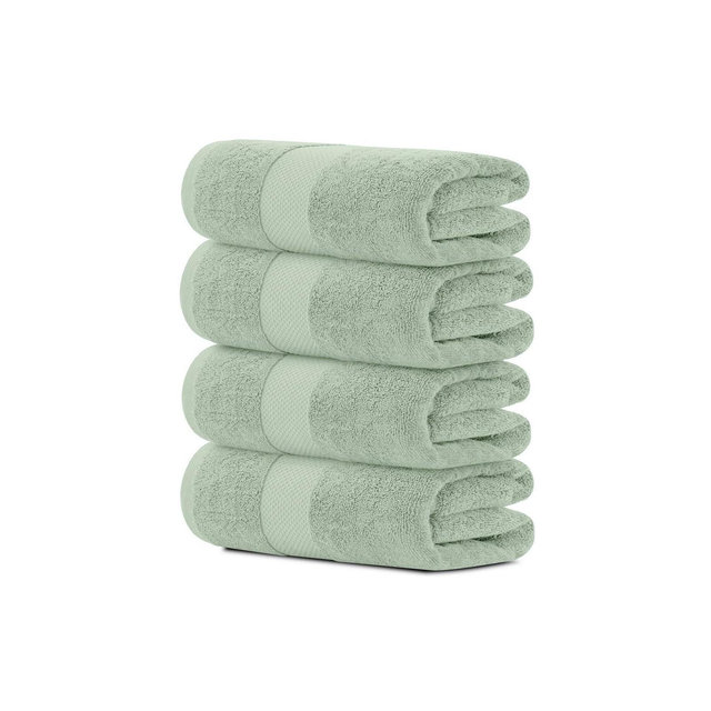 White Classic Luxury 100% Cotton Bath Towels Set of 4 - 27x54" Green