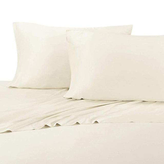 Royal Tradition 100 Percent Bamboo Bed Sheet Set, Queen, Solid Ivory, Super Soft and Cool Bamboo Viscose 4PC Sheets