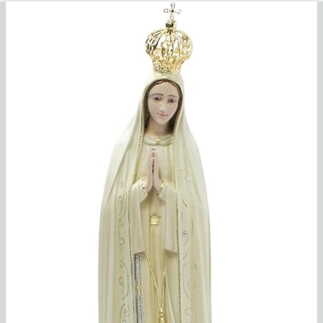 Hand Painted Our Lady of Fatima Statue Religious Figurine Virgin Mary Made in Portugal (Beige, 23.5 Inch)