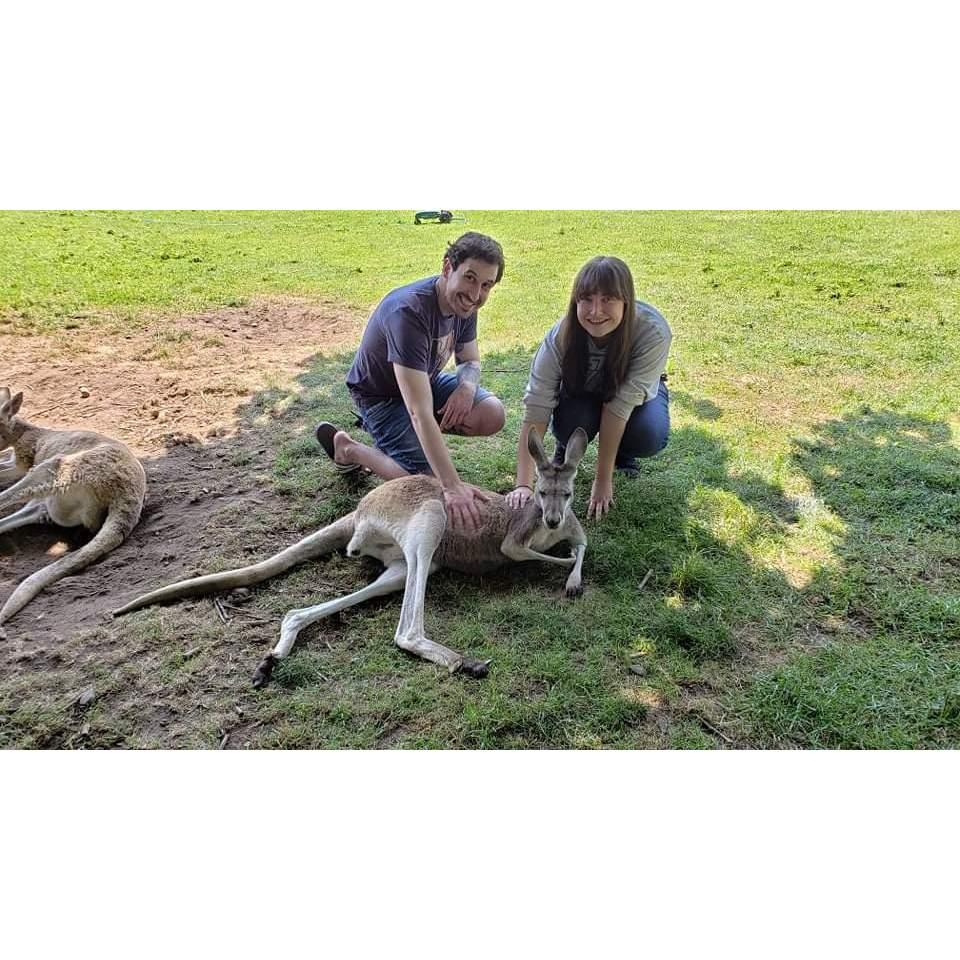 Connecting with the kangaroos.
