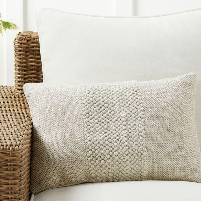 Delonee Indoor/Outdoor Lumbar Pillow, 14" x 20", Ivory