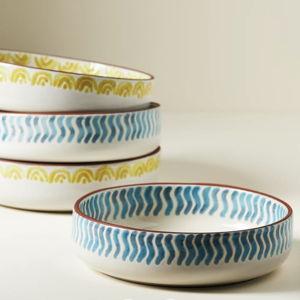 The Mediterranean Dish Glazed Terracotta Pasta Bowls, Assorted Set of 4