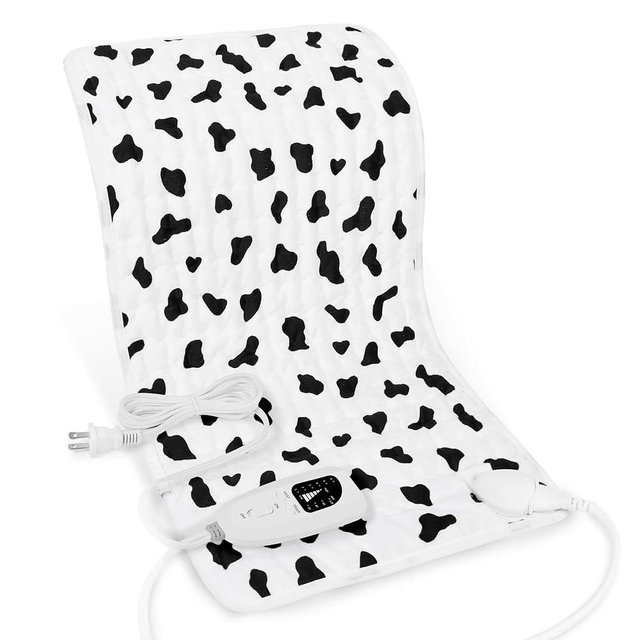 Deepsoon Heating Pad,Electric Heating Pads for Back,Neck,Abdomen,Moist Heating Pad for Shoulder,Knee,Arms,Legs,Dry/Moist Heat & Auto Shut Off,Christmas Gifts for Men and Women,White Black,24x12 Inch