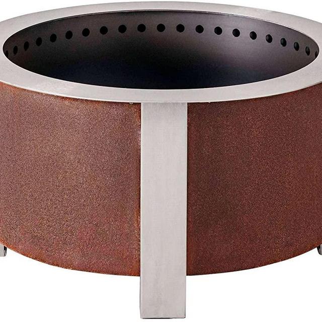 Breeo X Series 24 Smokeless Fire Pit (27.5 Inch) | Best Outdoor Wood-Burning Campfire | Corten Steel | USA Made | Durable | Live-Fire Cooking Compatibility