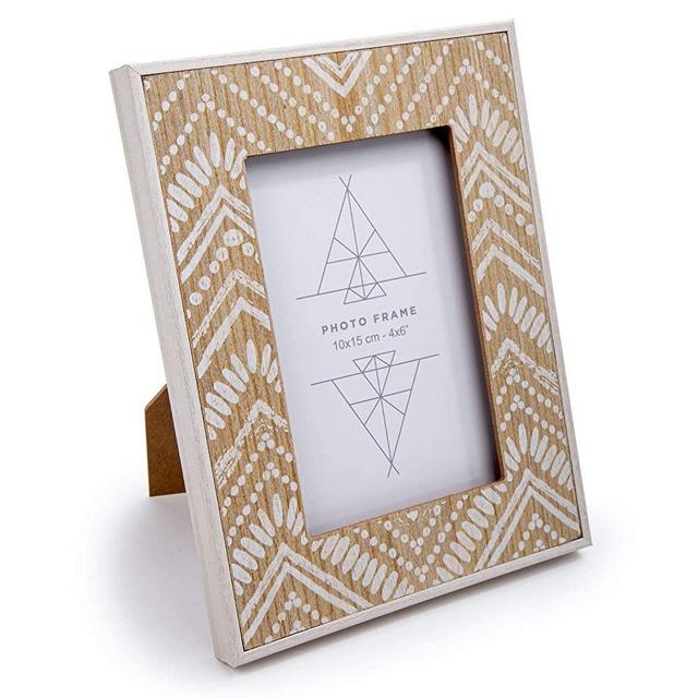 Truu Design, 4 x 6 inches, Ivory Boho Wooden Picture Frame, 4" x 6"