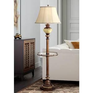 Kathy Ireland Floor Lamp with Night Light and Glass Tray