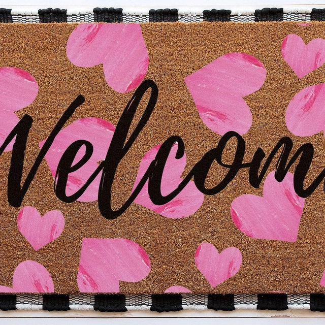 Welcome Heart Doormat | Cute Valentine's Housewarming Gift | Custom Doormat Closing Gift | Welcome Doormat | Front Door Love Home Door Mat