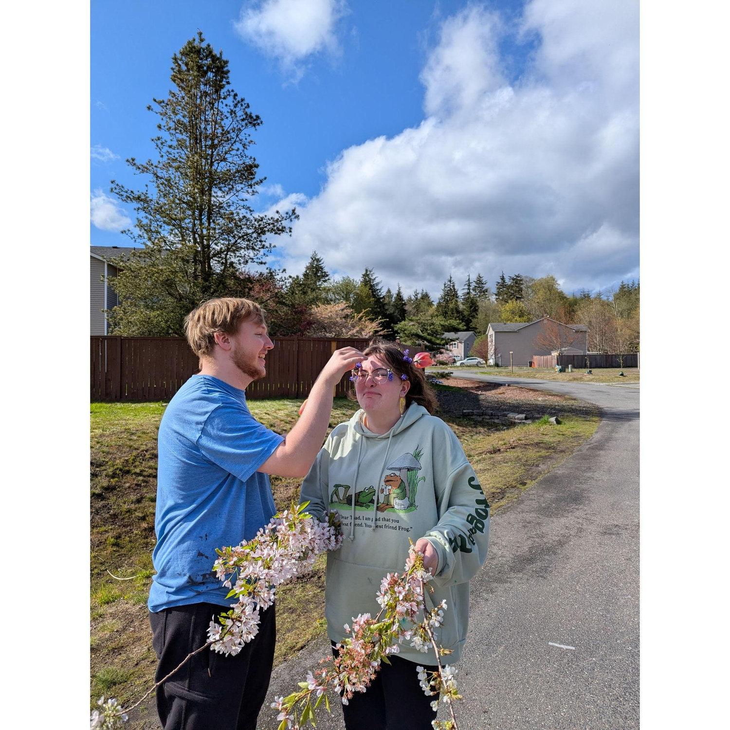 Picking flowers and trimming branches