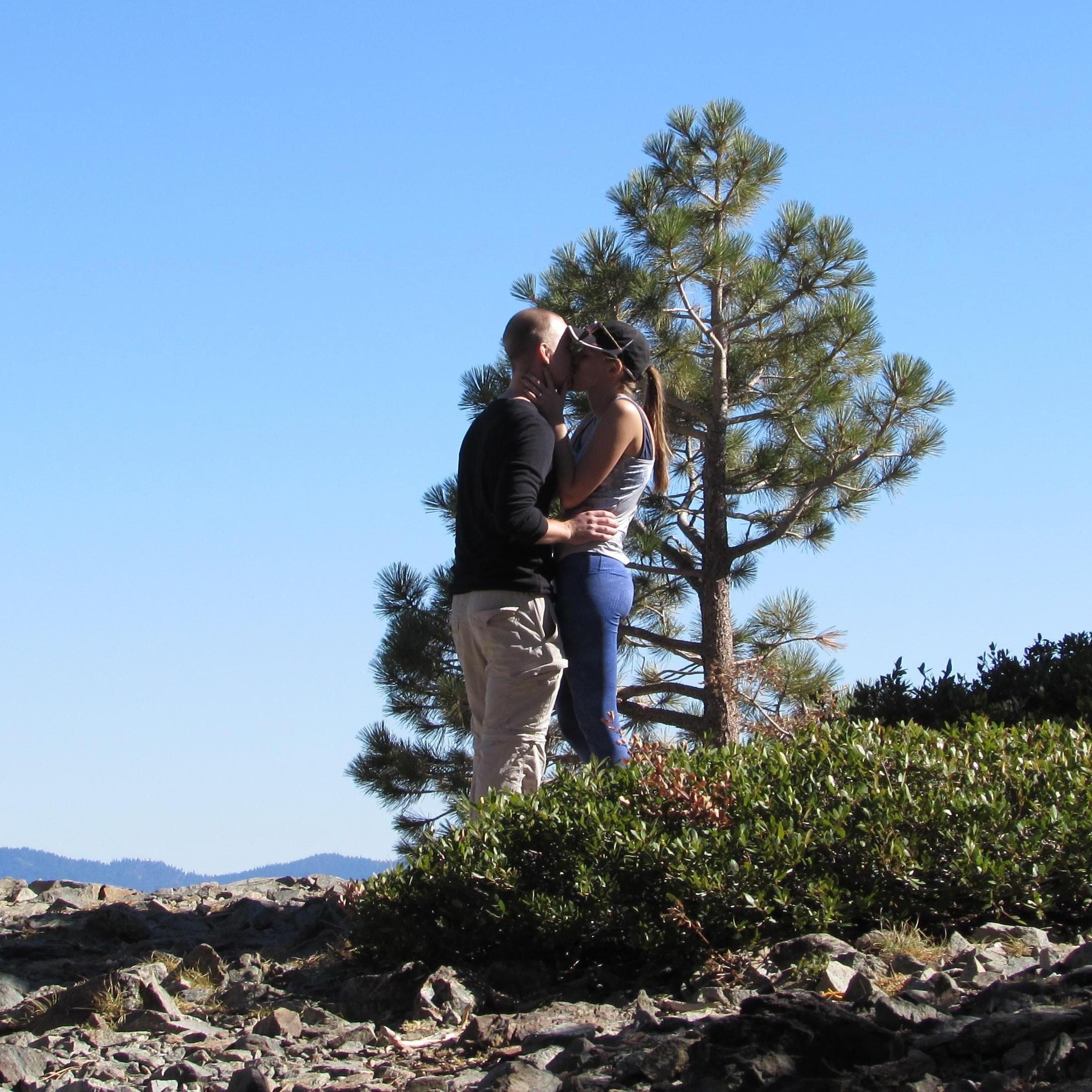Our first kiss as an engaged couple