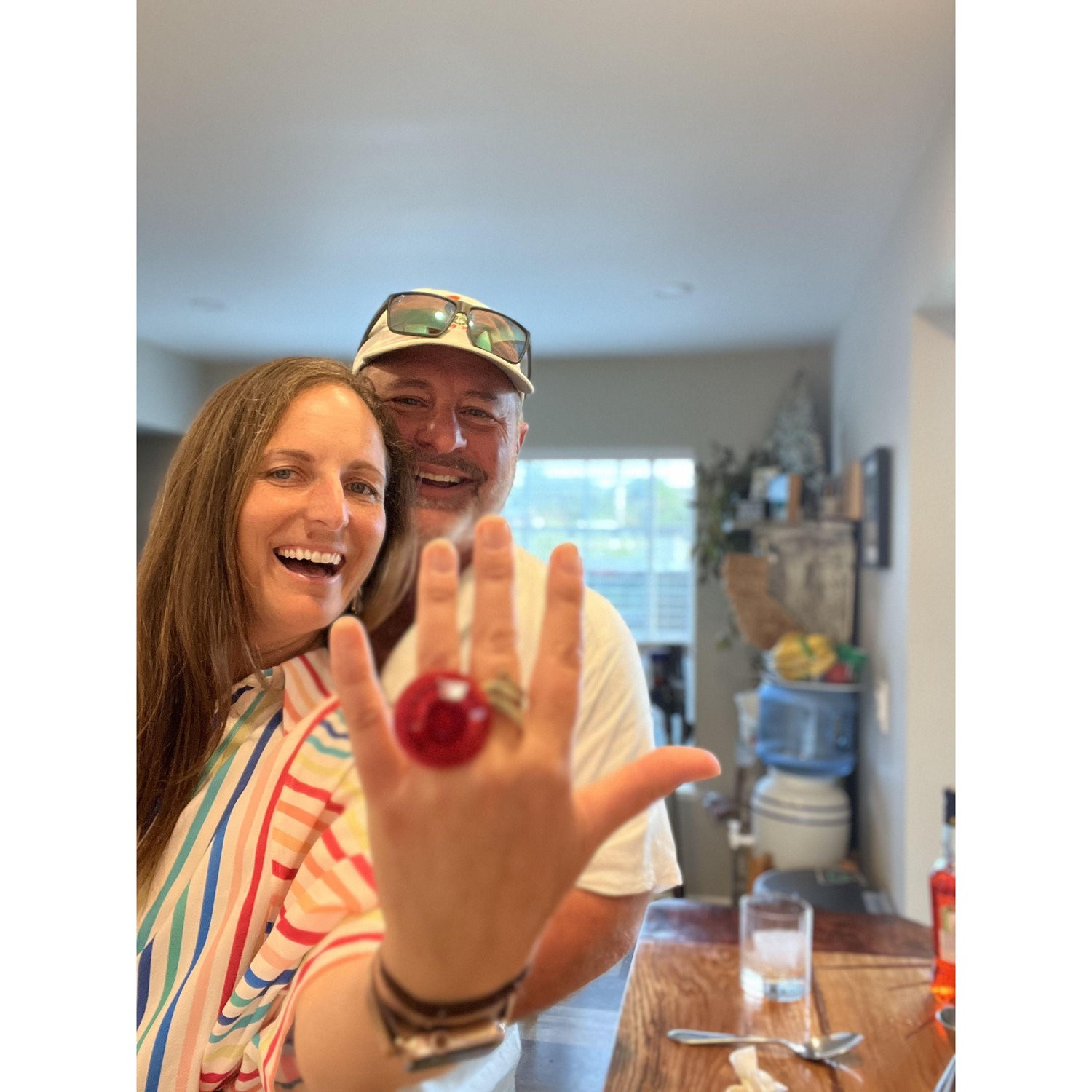 This was right after Phil proposed in our kitchen with a Ring Pop.