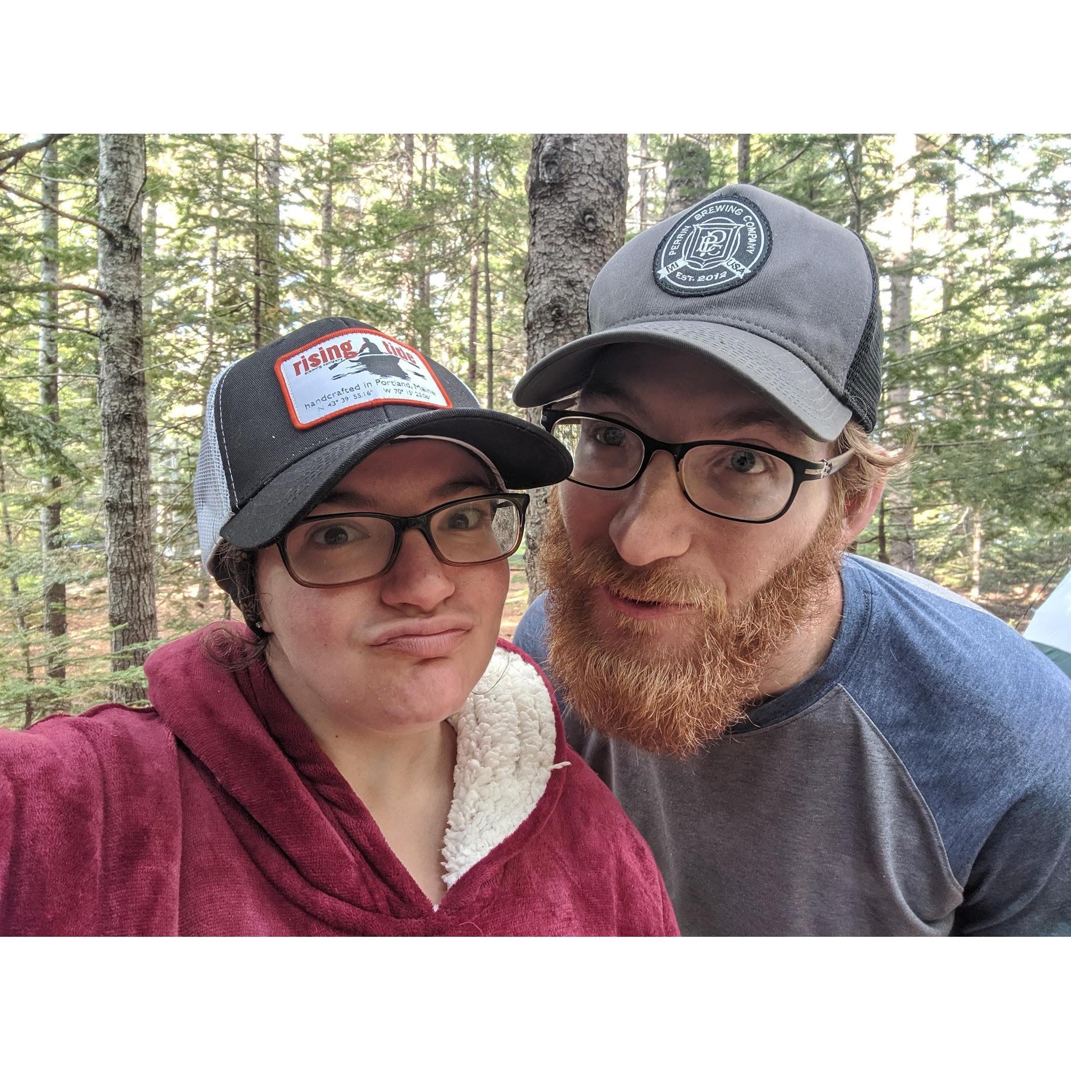 Goofin' off together while camping in Mt Desert, Maine.