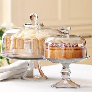 Glass Domed Cake Plate With Monogram F- Ademo- Style 499