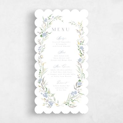 Blue Scalloped Wedding Menu - Darcy Foil