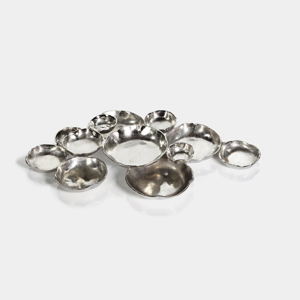 Cluster of 12 Round Serving Bowls - Silver