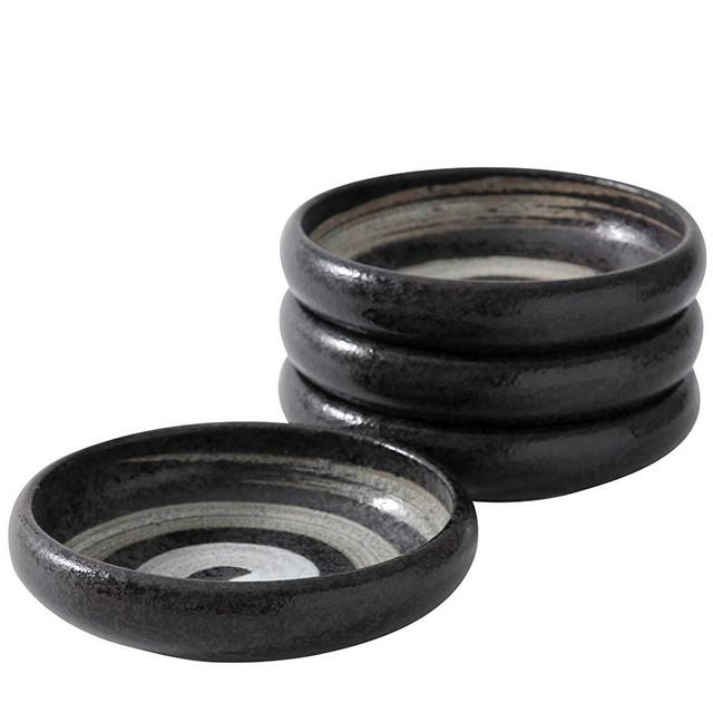 Uaral Ceramic Deep Dinner Plates Set Cake Bowls Glaze Serving Dishes Salad Dessert Bowls 14 Oz Set of 4 Japanese Sushi Plates