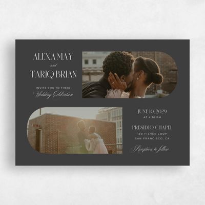 Dark Charcoal, Grey Wedding Invitation - Dempsey Landscape