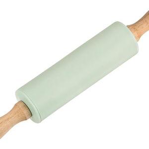 HARFINGTON Silicone Rolling Pins for Baking 12 Inch Wooden Handle Non Stick Rolling Pin Small Roller Playdough Rolling Pins for Dough Pizza Pastry Fondant Kitchen, Light Green