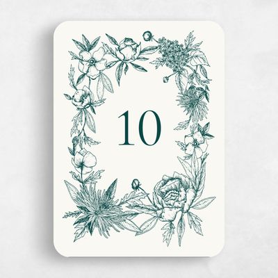 Green Rounded Wedding Table Number - Kianna
