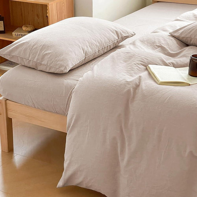 100% Washed Cotton Weighted Blanket Cover, Linen Feel Duvet Cover for Weighted Blanket 60"x80", Plain Simple Cotton Heavy Blanket Duvet Cover (Beige, 60"x80")