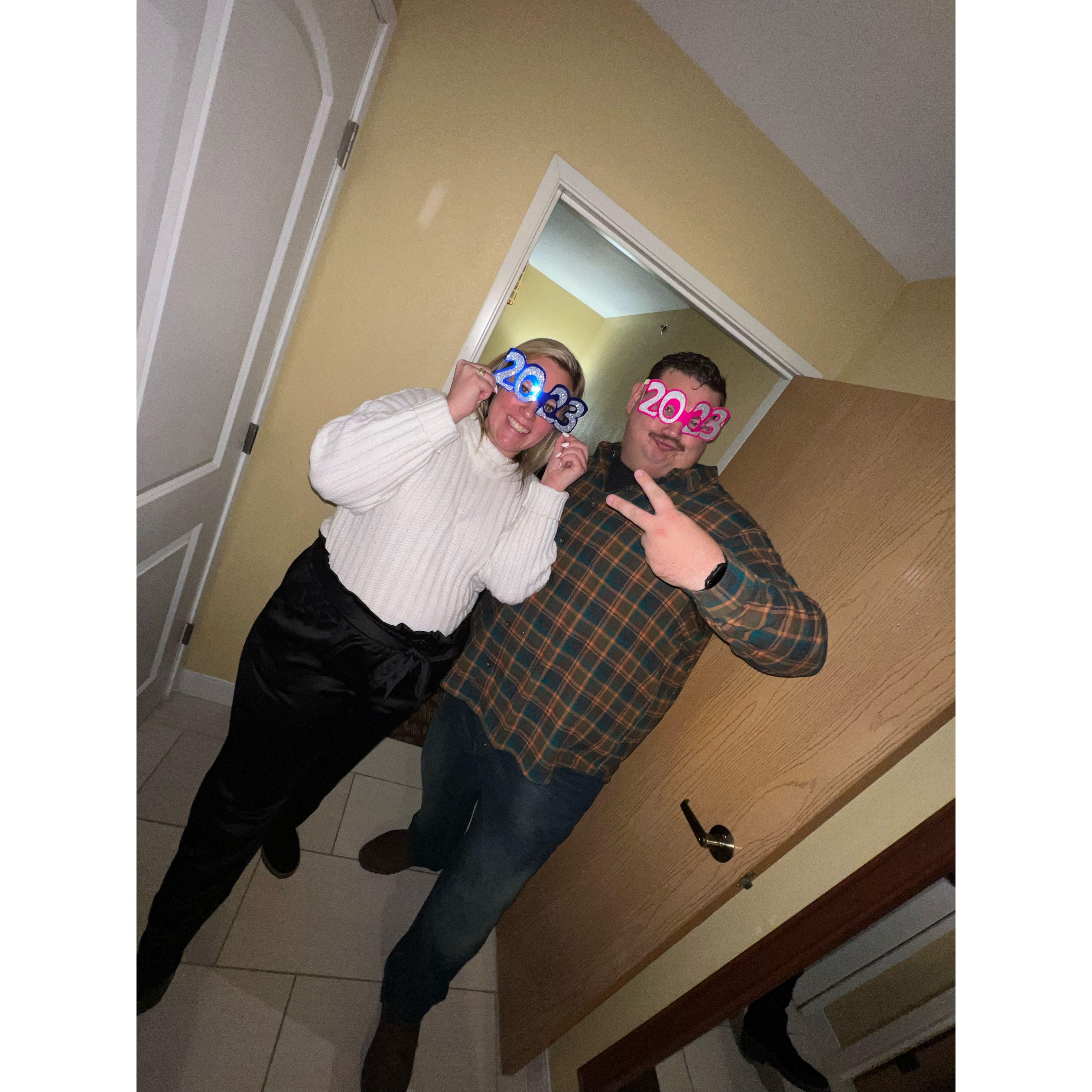 First NYE together! Also, the picture Sam sent her family to introduce Matt.