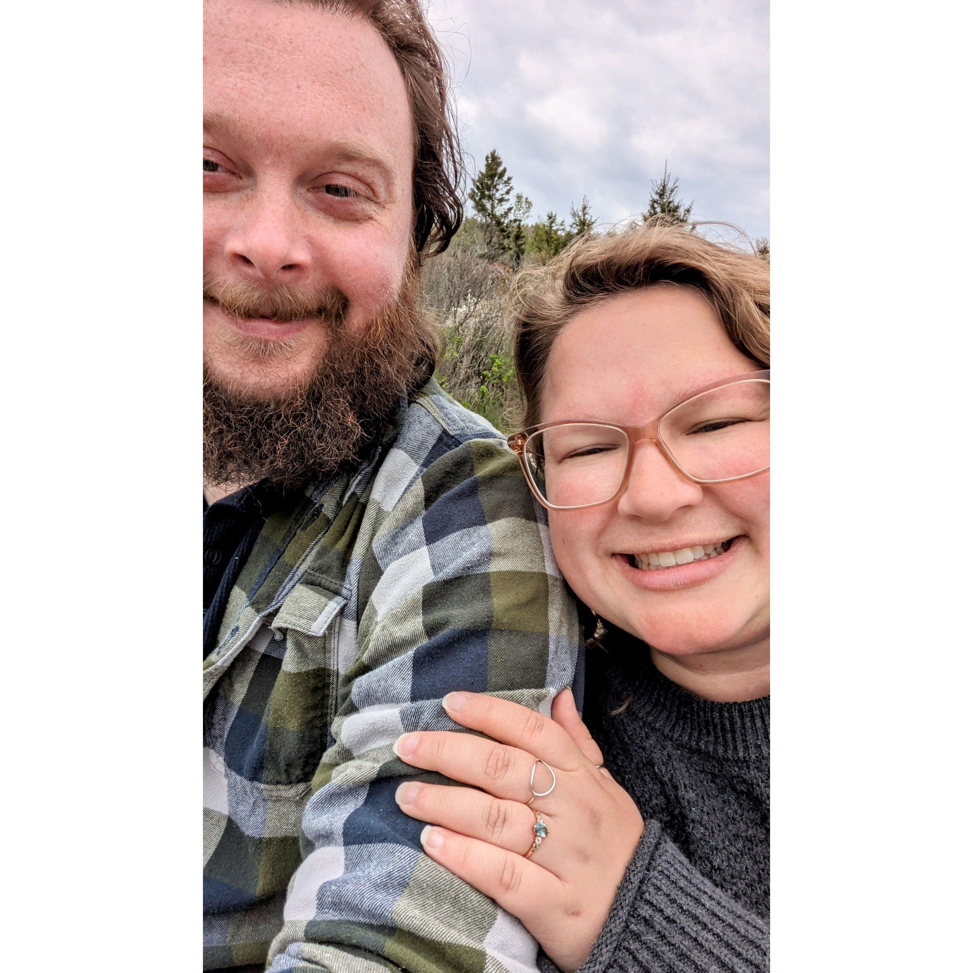 Right after the proposal! I said yes on the Tarn trail in Acadia during our 13 year anniversary trip