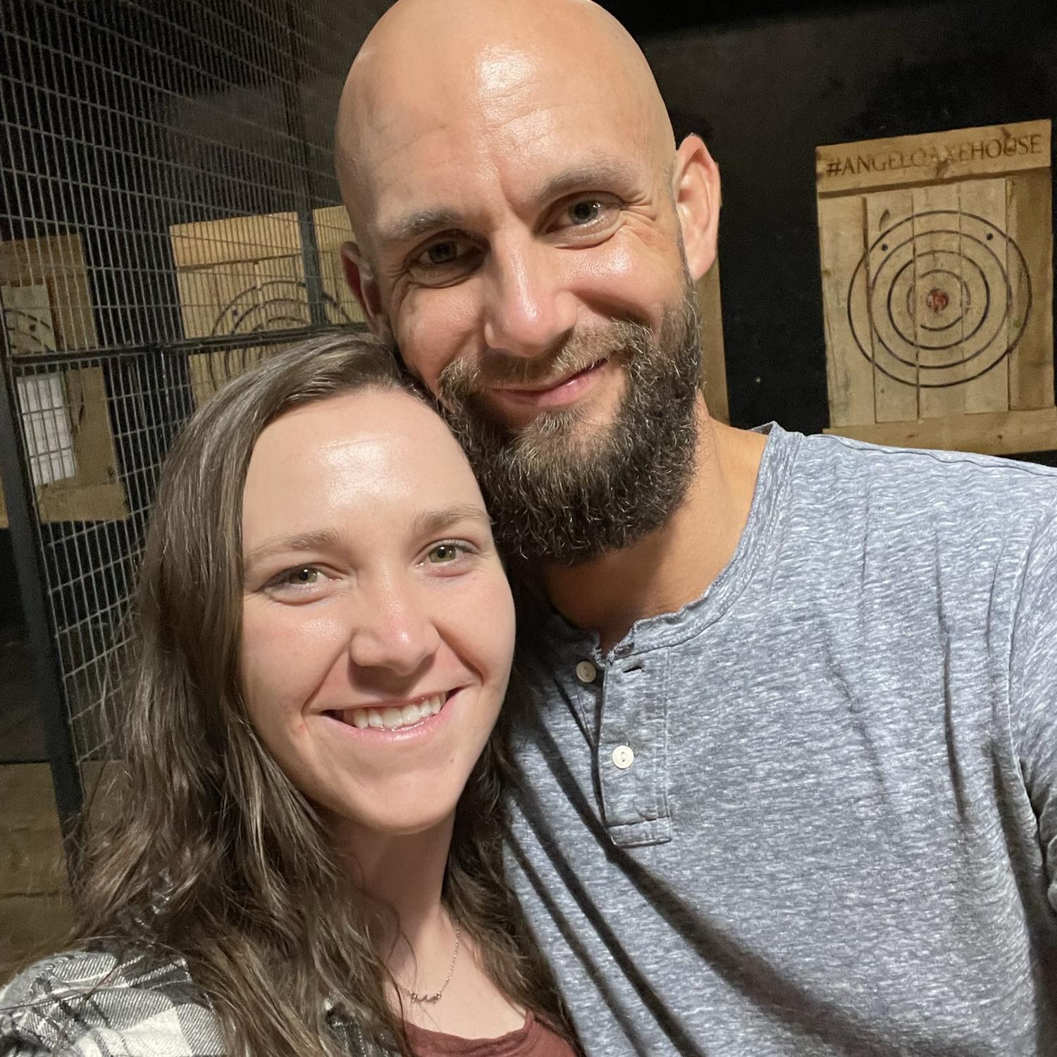 Dec. 15, 2021 - Our first OFFICIAL date. Brit beat Curtis at axe throwing... by a lot!