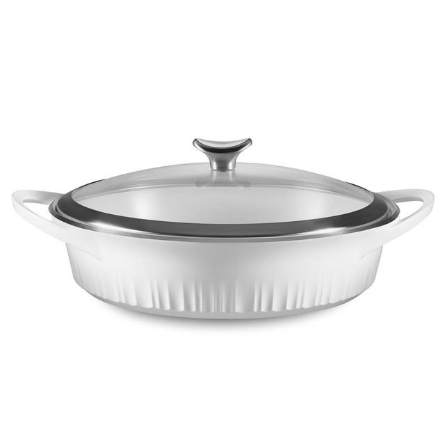 CorningWare 4qt Cast Aluminum Braiser with Lid White