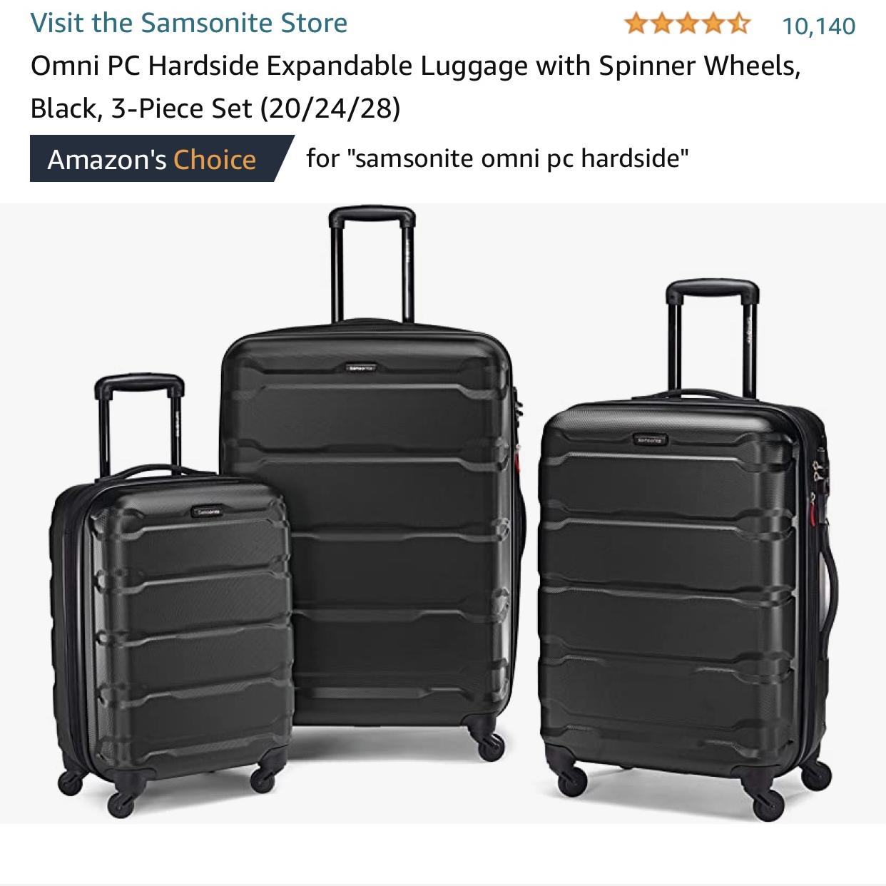 Samsonite Omni PC Expandable Luggage Black, 3-Piece Set