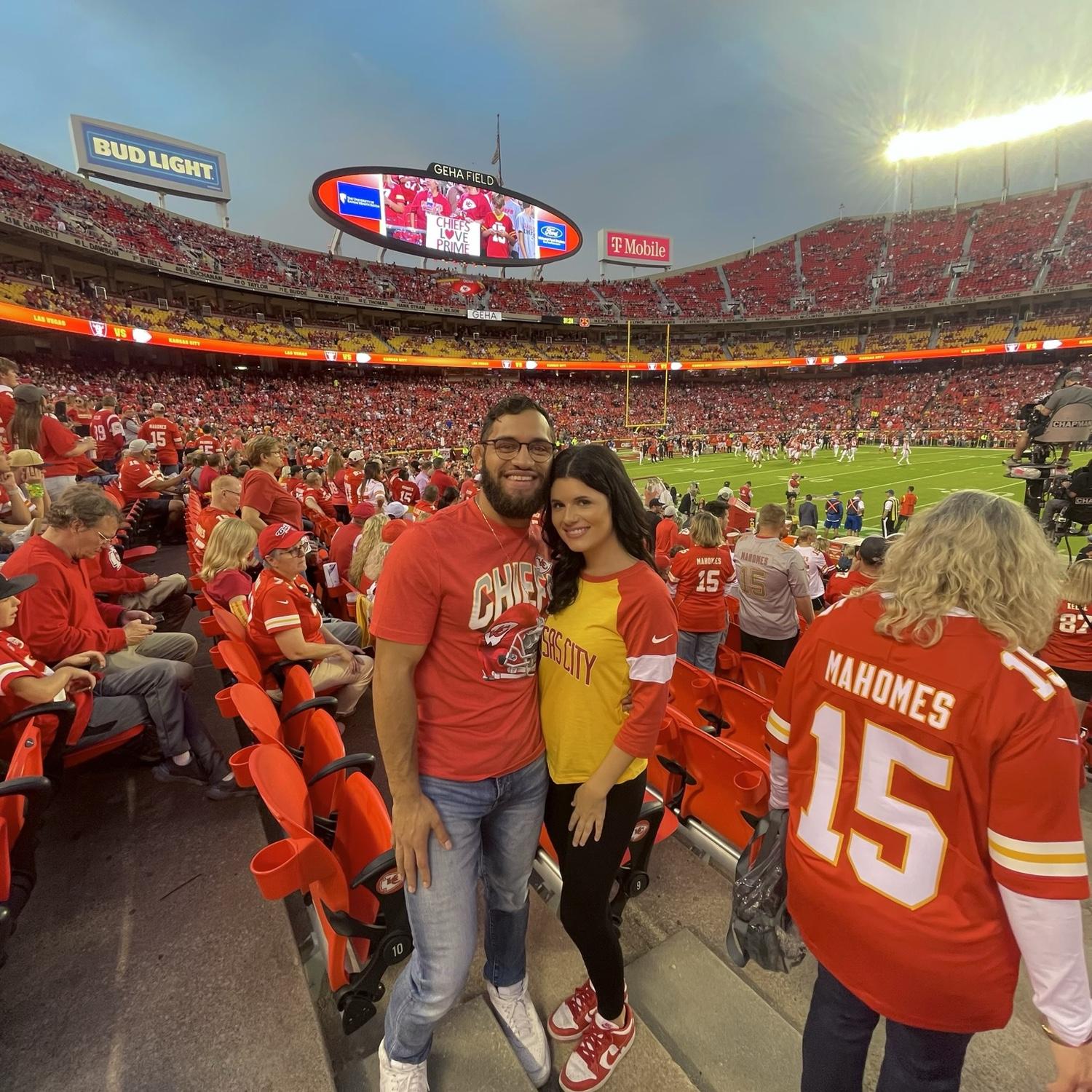 Our second chiefs game together! We got free tickets from my job. :)