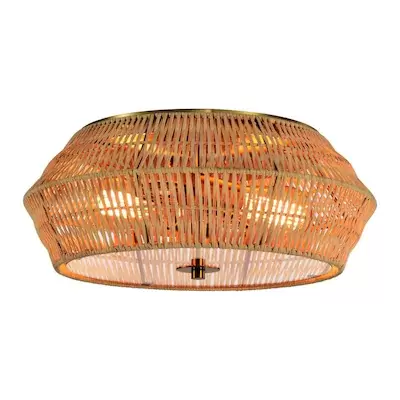 Cattleya 16-in Brass Farmhouse Incandescent Flush Mount Light