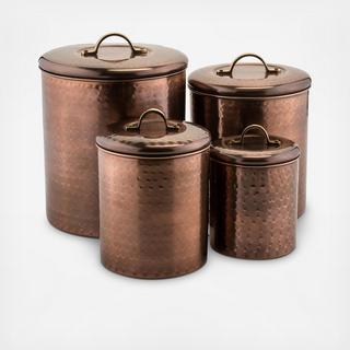 4-Piece Hammered Canister Set