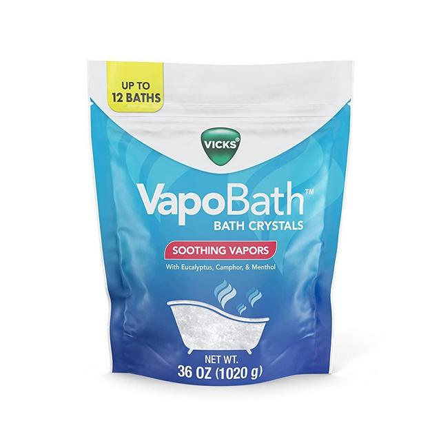 Vicks VapoBath, Bath Crystals, Bath Bomb, Non-Medicated Bath Salts, Soothing Vicks Vapors Steam Aromatherapy with Eucalyptus and Menthol, Contains Essential Oils, 36 OZ