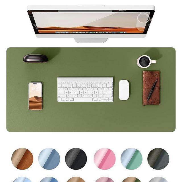 YSAGi Leather Desk Protector, Office Mat, Large Mouse Mat, Non-Slip PU Leather Blotter, Laptop Desk Pad, Waterproof Writing Pad for Office and Home (Green, 23.6" x 13.8")